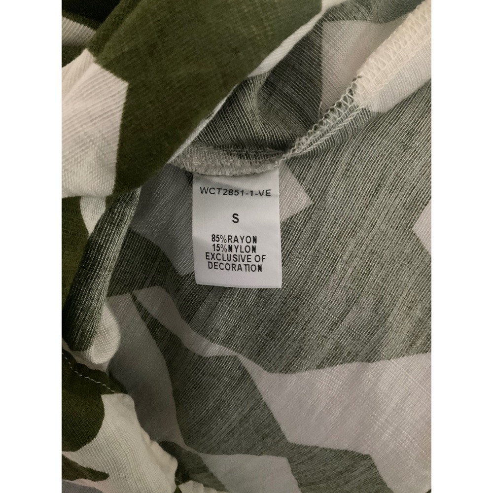 THML Olive Green White Geometric Abstract Print Button Down Shirt Dress S - Picture 4 of 4
